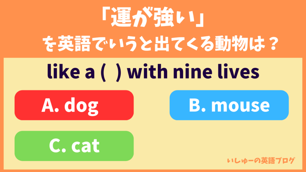 「運が強い」を英語でいうと出てくる動物は？